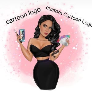 Logotipo de dibujos animados para técnicos de uñas / Logotipo de belleza personalizado para artistas de uñas, salones y marcas de uñas postizas
