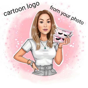 Logotipo de dibujos animados personalizado para empresas y belleza / Logotipo de mascota para técnicos de uñas, peluqueros, inmobiliarias / Diseño de marca personalizado
