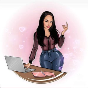 Logotipo de dibujos animados de maquilladores/Logotipo de belleza personalizado con mascota glamurosa para maquilladores y marcas de cosméticos