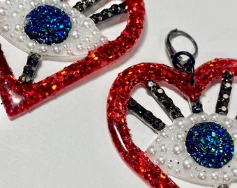 Evil Eye Big Heart Earrings