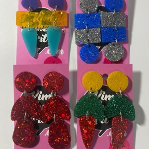 Glitter Abstract Dangle Earrings