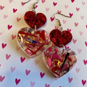 Paint Chip Hearts Earrings