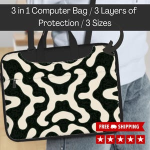 Sac pour ordinateur design, sac pour ordinateur portable pour femme et porte-documents pour ordinateur portable avec pochette pour ordinateur, 3 couches de protection, 3 modes de transport et 3 tailles