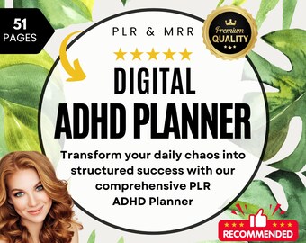 PLR ADHD Planner Master Resell Rights adhd Digital Product Planner Done for you adhd Private Label Rights Side Hustle MRR Plr Mental Health