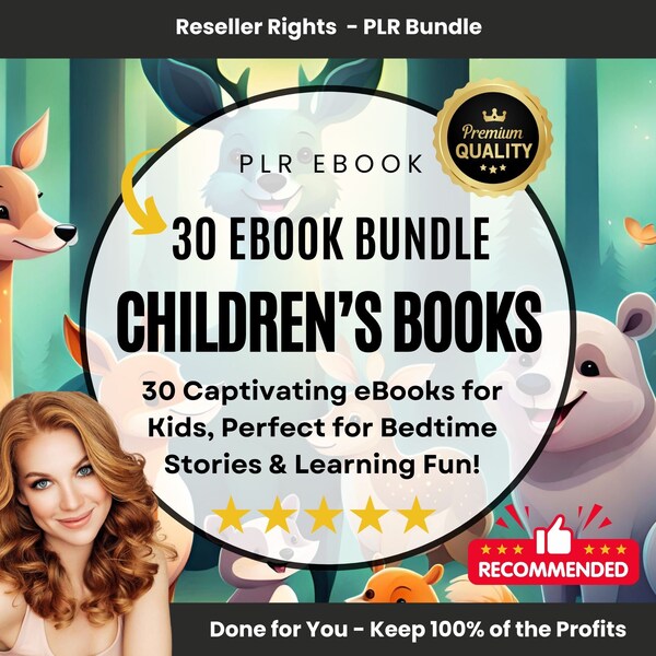 PLR Children's Ebook Bundle Resell Rights Digital Product Done For You Passive Income Make Money Online and Private Label Rights Side Hustle