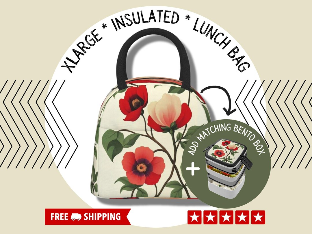 Women Fashion Lunch Bags 2026.Floral Lunch Bag Set, Lunch Bag for Women Insulated, Lunch Tote for ...