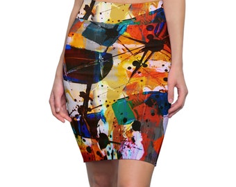 Abstract Colorful Women's Pencil Skirt (AOP)