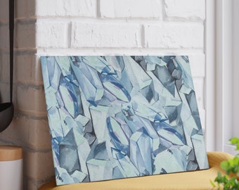 Blue and Light Blue Crystal designed Glass Cutting Board