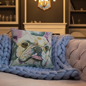 Adorable Frenchie 18&#39;x18&#39; Pillow, Fun Art of Cute French BullDog!