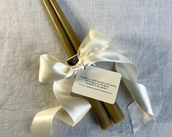 Bayberry Candle Gift Set – Taper Pair + Floral Matchbox | Beeswax & Bayberry Blend