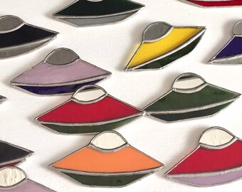 UFO stained glass ornaments by Glass Action