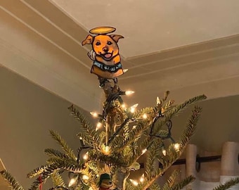 Stained Glass Pet Portrait Tree Topper Sun Catcher by Glass Action