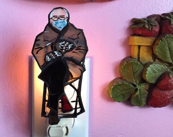 Bernie Sanders Mittens Meme Tribute Night Light by Glass Action