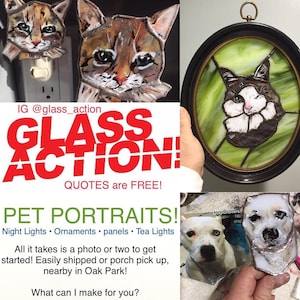 SHIP Night Light Pet Portraits in Stained Glass by Glass Action Dog Cats and More image 2