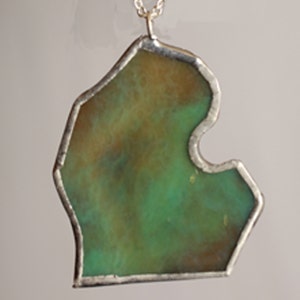 Michigan Necklace Colored Stained Glass Lower Peninsula Pendant image 1