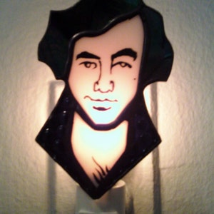 Neil Diamond Night Light stained glass portrait by Glass Action