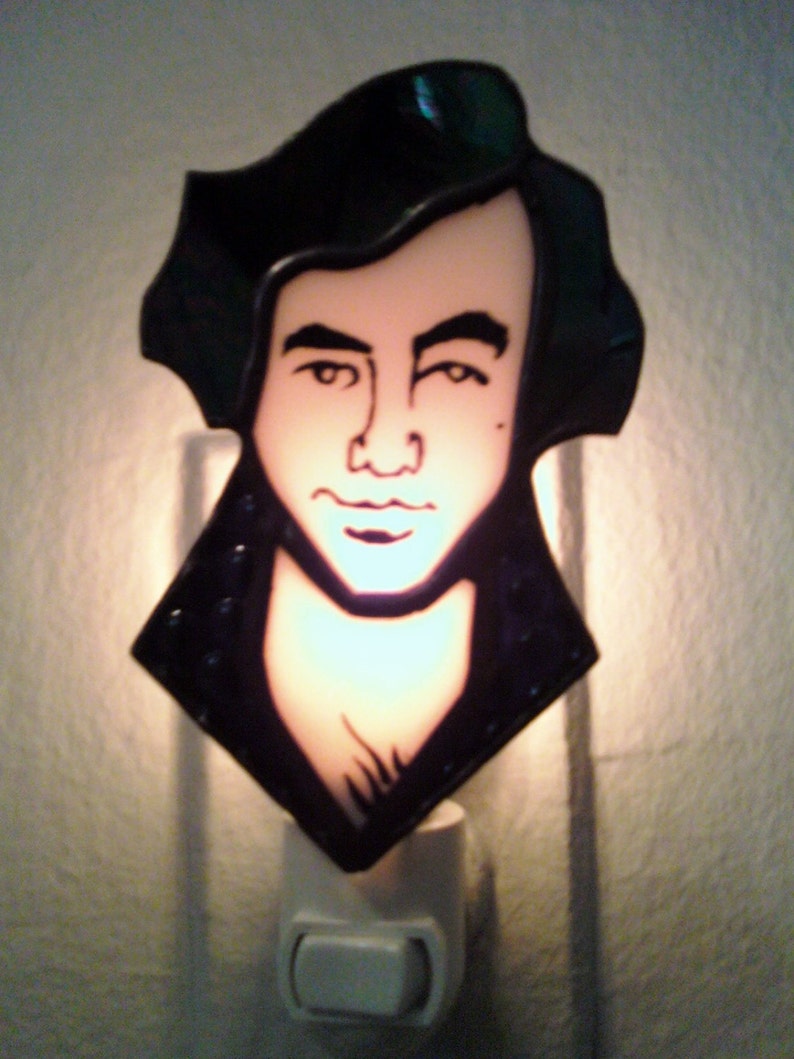 Neil Diamond Night Light stained glass portrait by Glass Action image 1