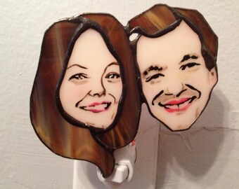 SHIPPED Stained glass Couple portrait night light by Glass Action