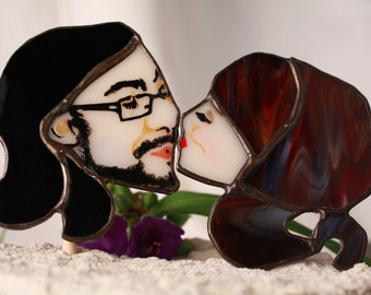 Portrait Wedding Cake Topper by Glass Action