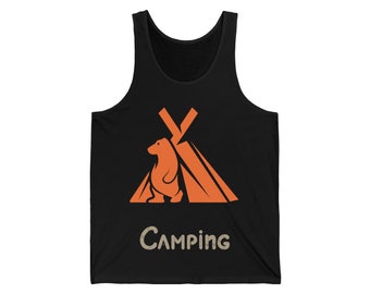 Camping Tent Bear - Unisex Jersey Tank