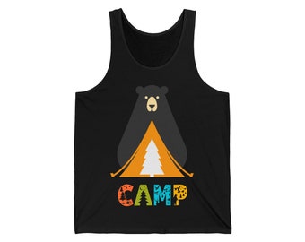 Camp Bear Tent - Unisex Jersey Tank Top