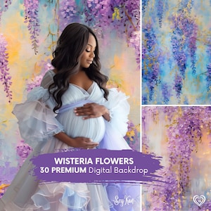 Wisteria Flower BACKDROP Soft Pastel Romantic Floral for Maternity & Portrait Fine Art Backgrounds Photoshop Purple Blue 30 DIGITAL Texture