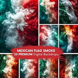 Mexican Flag Smoke DIGITAL BACKDROP Fiesta Mexico Heritage Sport Template Football Soccer Beisbol Baseball Wrestling Boxing 20 Background