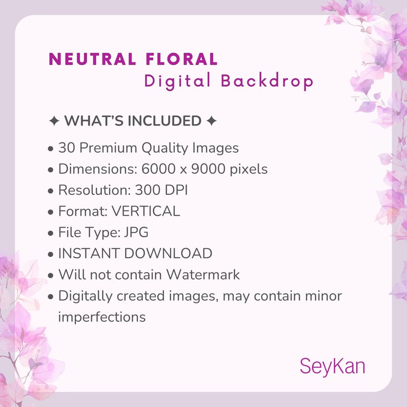 NEUTRAL FLORAL Digital Backdrop | Beige Cream Fine Art Botanical Flower ...