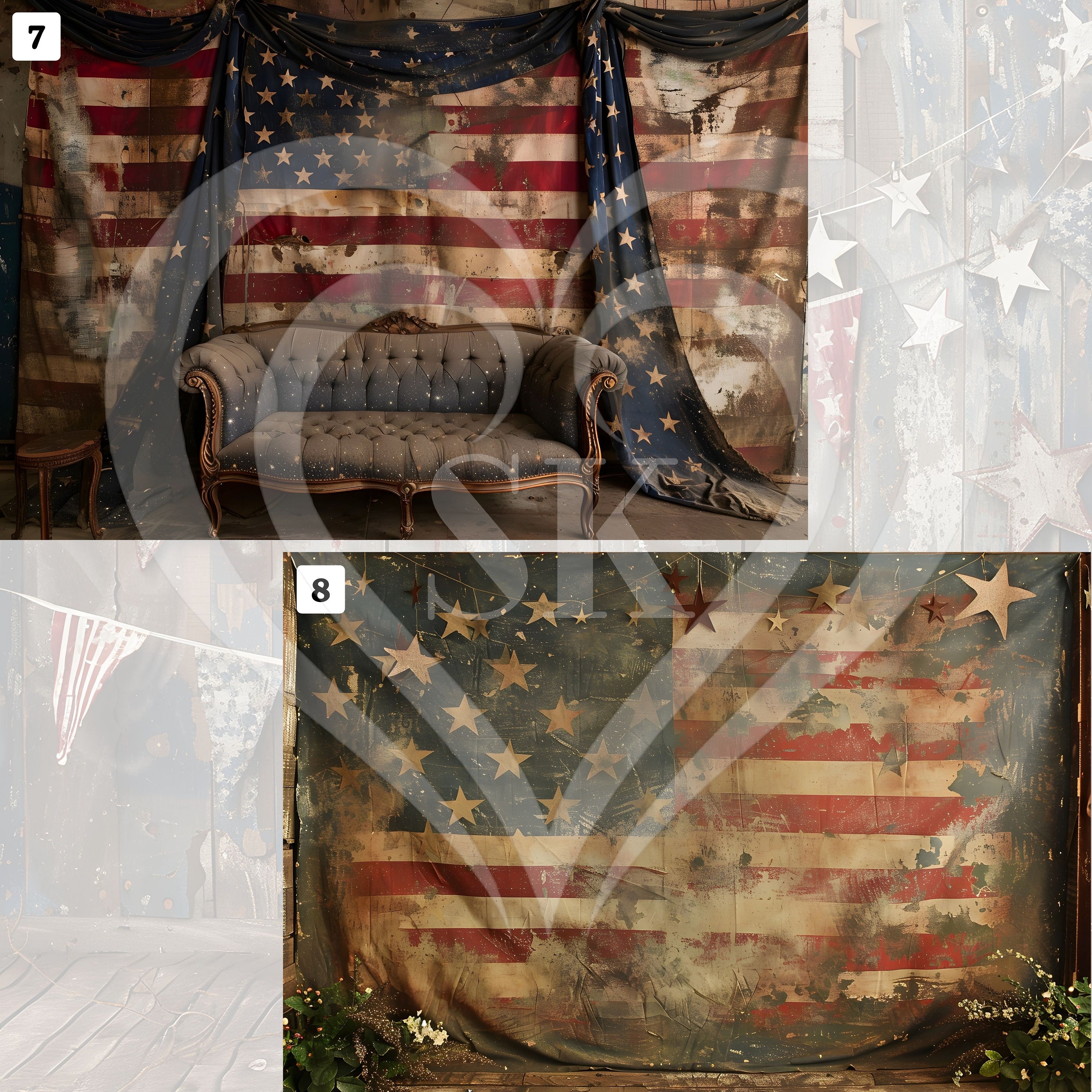 Rustic Star Spangled DIGITAL BACKDROP Usa Distressed Retro Flag God ...