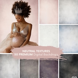 NEUTRAL TEXTURES Digital Backdrop | Soft Fine Art Natural Earthy Pastel Tone Painted Effect | Studio Portrait Background for Photo (50 JPGs)