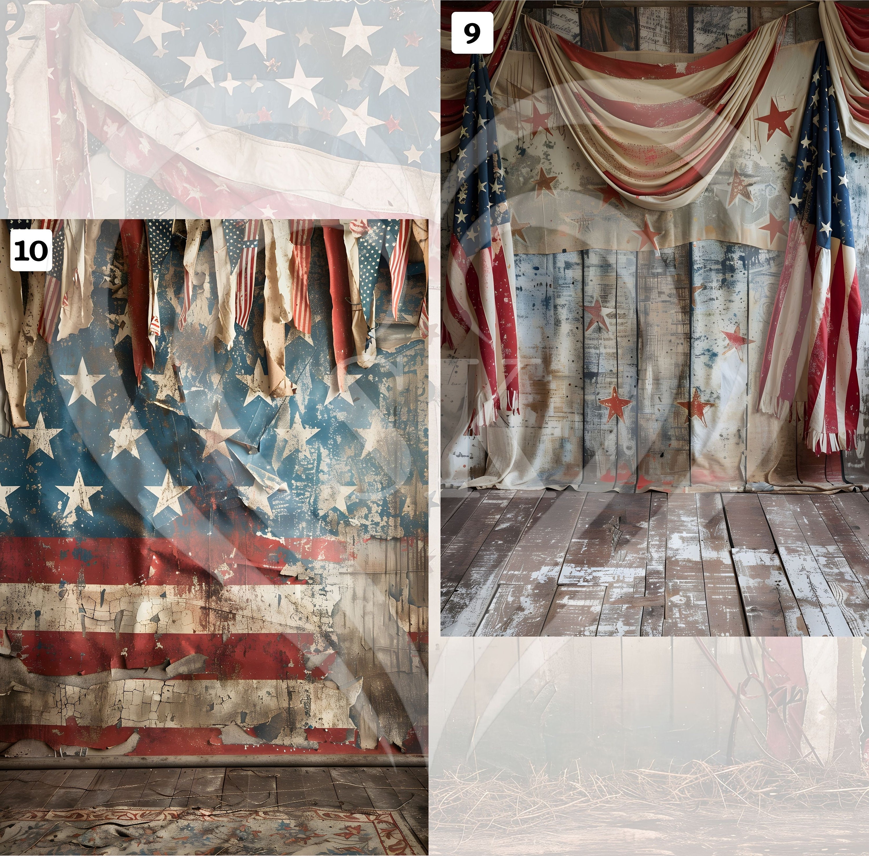 Rustic Star Spangled DIGITAL BACKDROP Usa Distressed Retro Flag God ...