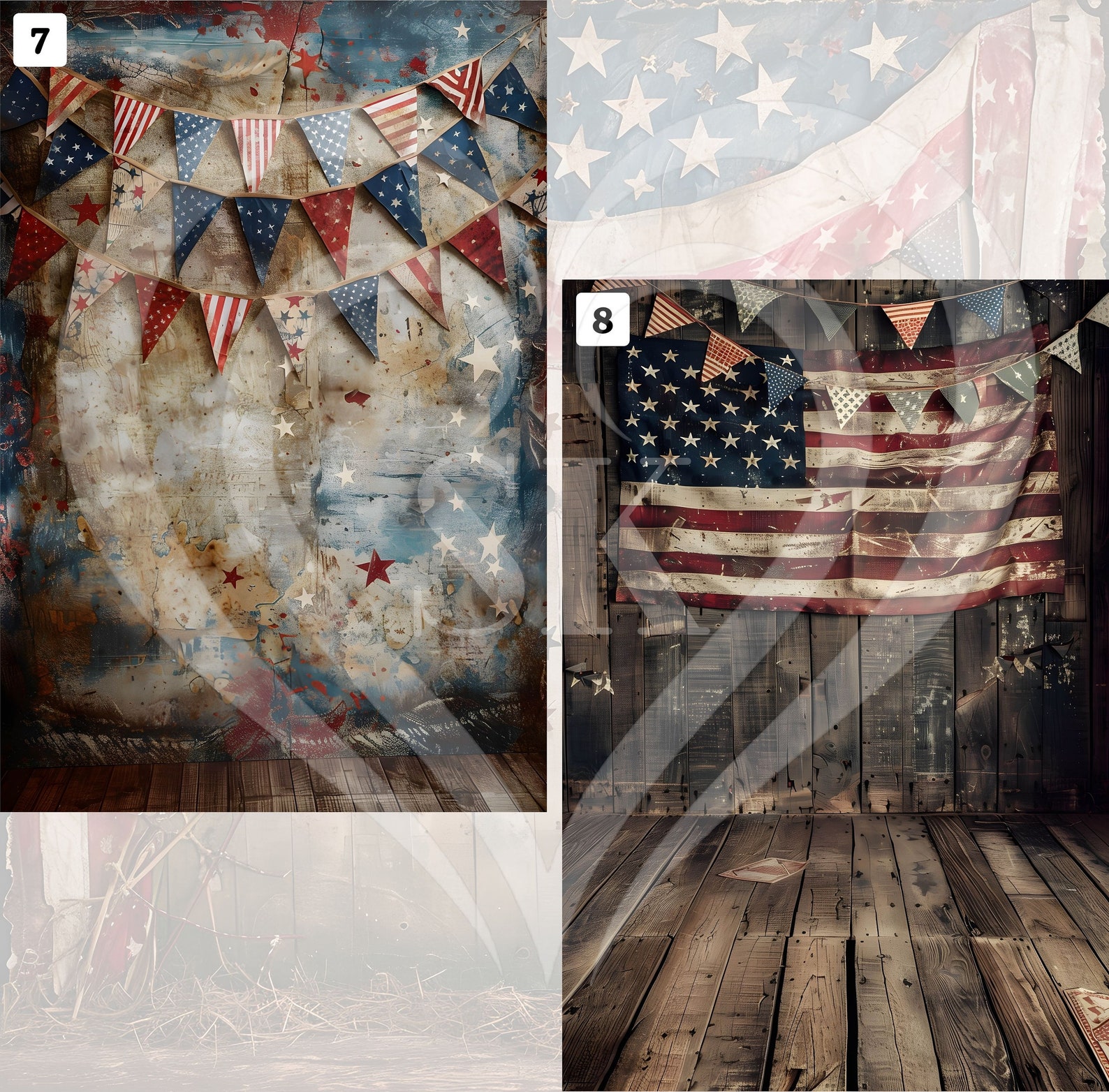 Rustic Star Spangled DIGITAL BACKDROP Usa Distressed Retro Flag God ...