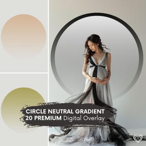 CIRCLE NEUTRAL GRADIENT Digital Overlay | Minimal Ring Earth Tone Backlit Effect x Editing | Neutral Circular Background for Photo (20 PNGs)