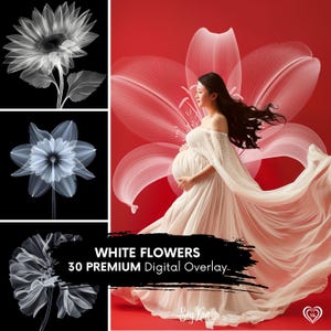 White Flowers FLORAL OVERLAY Maternity Overlay for Photo Blossom Texture White Petals Backdrop Photoshop Edit 30 Fine Art DIGITAL Background