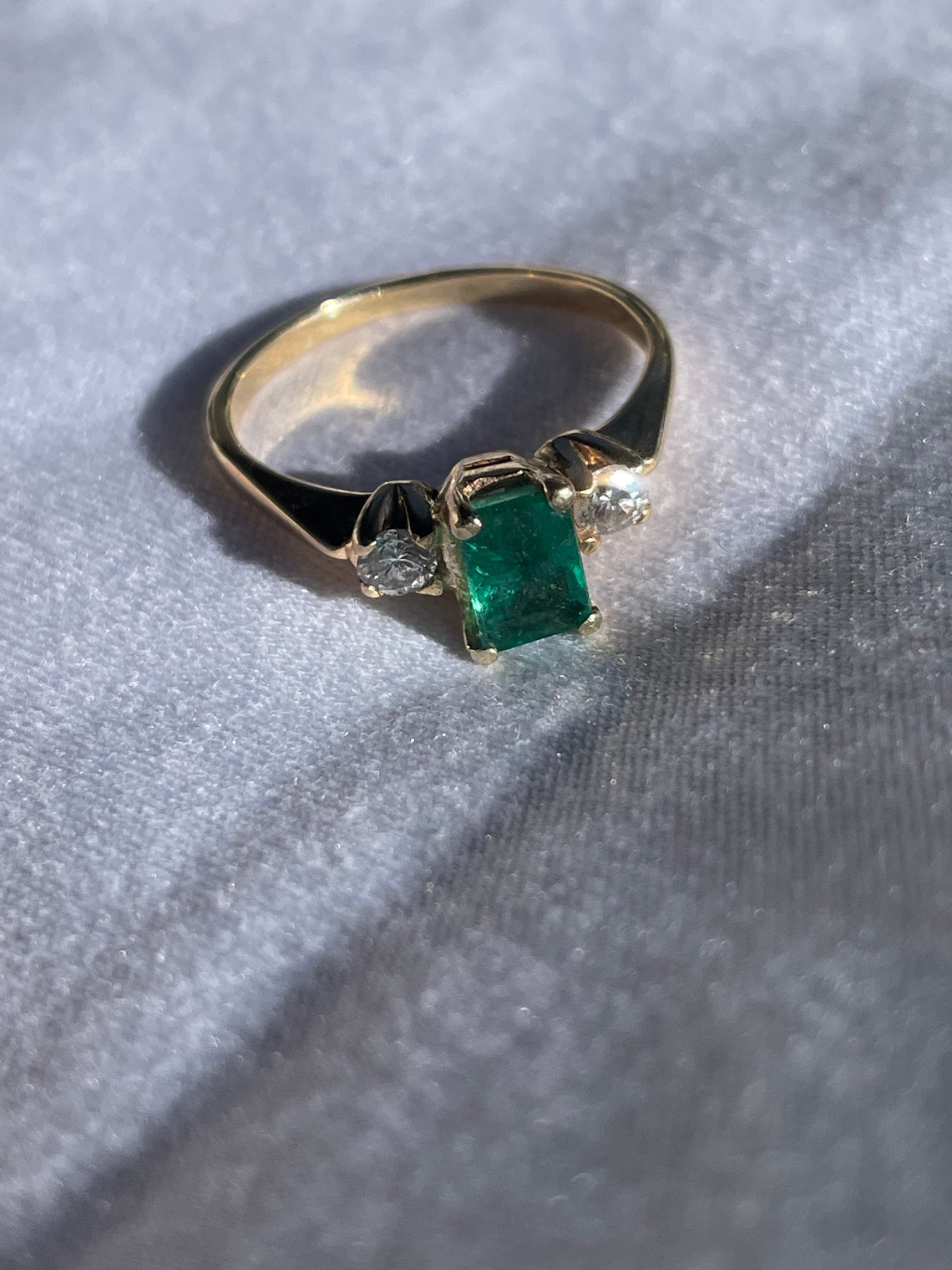 Emerald & Diamond 14k Gold Ethereal Deia Ring main image 0