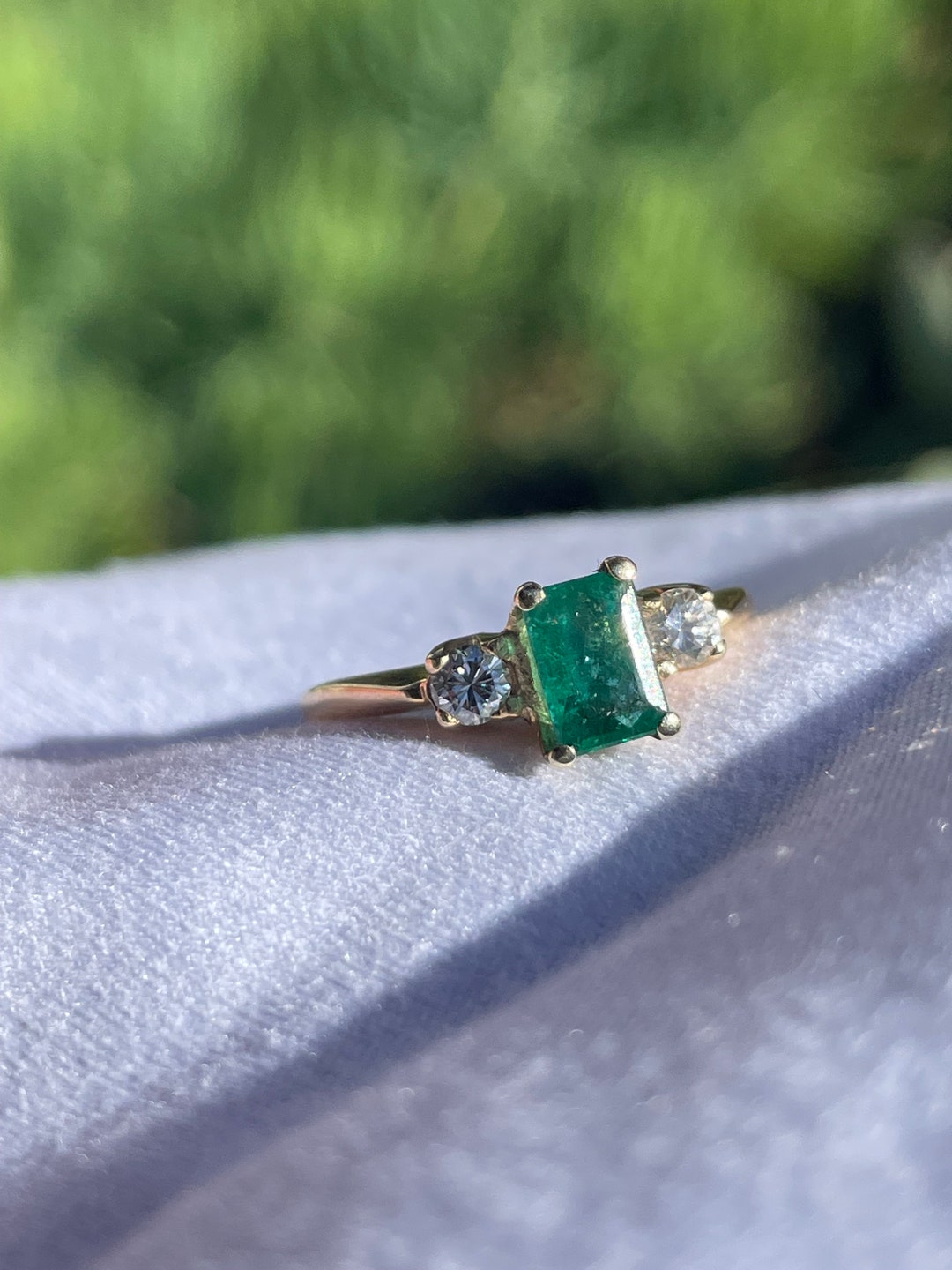 Emerald & Diamond 14k Gold Ethereal Deia Ring main image 1