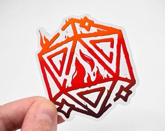 Fireball d20 Sticker: Matte & Glossy Vinyl, For Fantasy and RPG Lovers