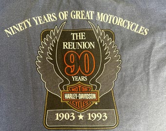 1993 Vintage  Harley Davidson 90th Anniversary Button up XXXL blue Mens
