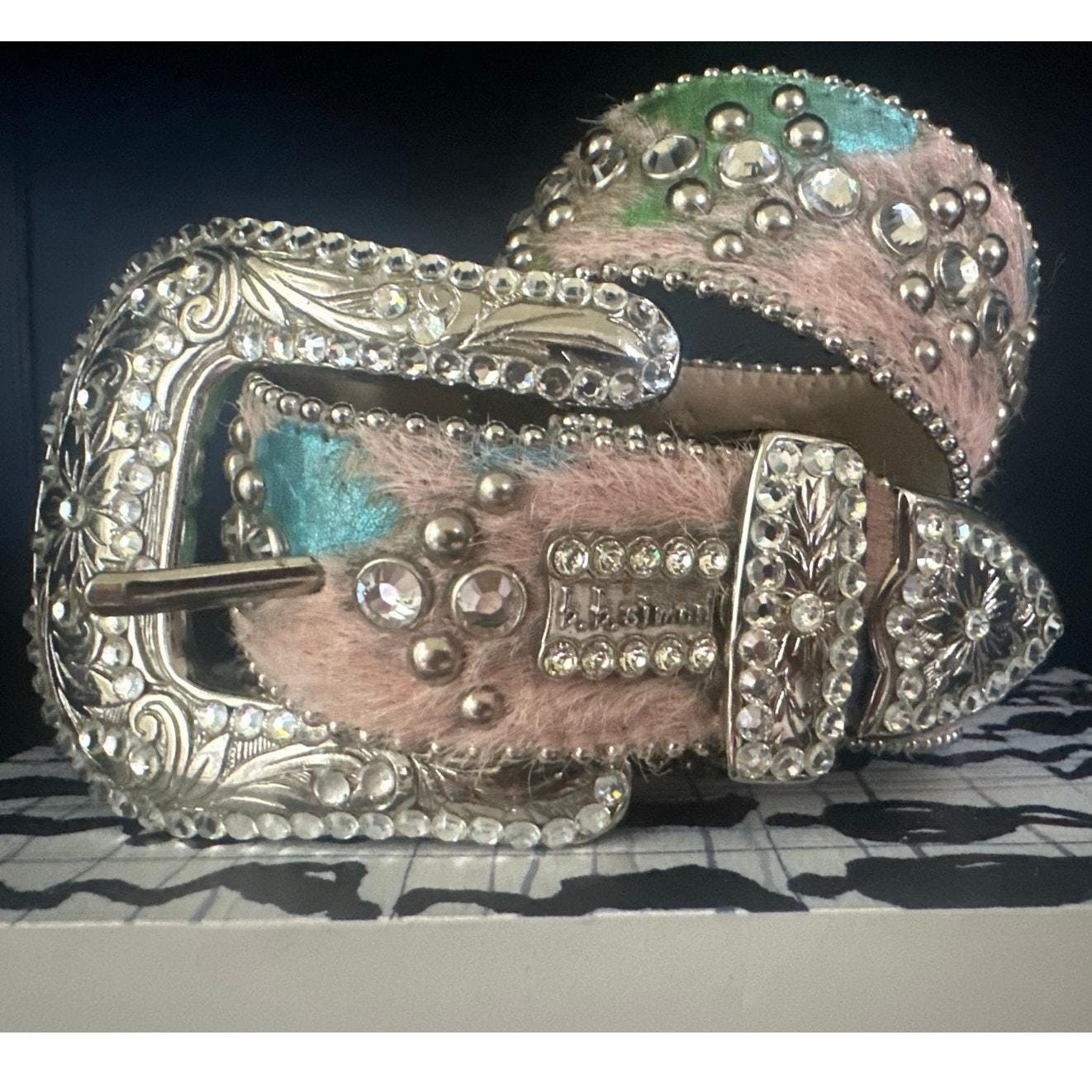 BB Simon Western Belt Cowgirl Silver Studded bb simon Studded Rhinestone Western Belt Black Silver  main image 2