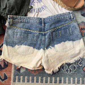 Free People Embroidered Denim Cut Off Bleached Lowtide Shorts Distressed Jean 28 image 9