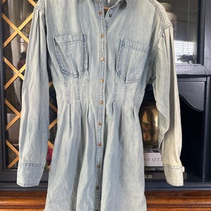 Free People Female Alpha Denim Shirtdress Chambray Snap Long Sleeve XS image 9