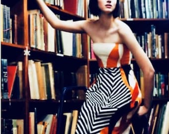 Anthropologie ~  Rare 1st Edition strapless Geometric A-line Tabitha Dress Sz. 4
