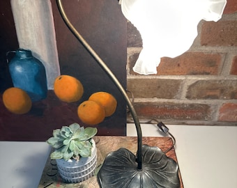 Brass Vintage MCM Art Deco Lily Table Lamp