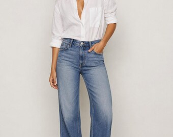 AG Jeans Kora High Rise Wide Leg Jeans Medium Wash 27