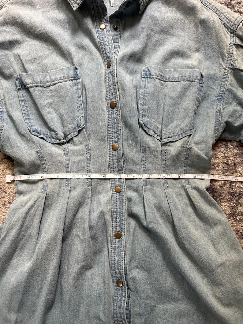 Free People Female Alpha Denim Shirtdress Chambray Snap Long Sleeve XS image 6