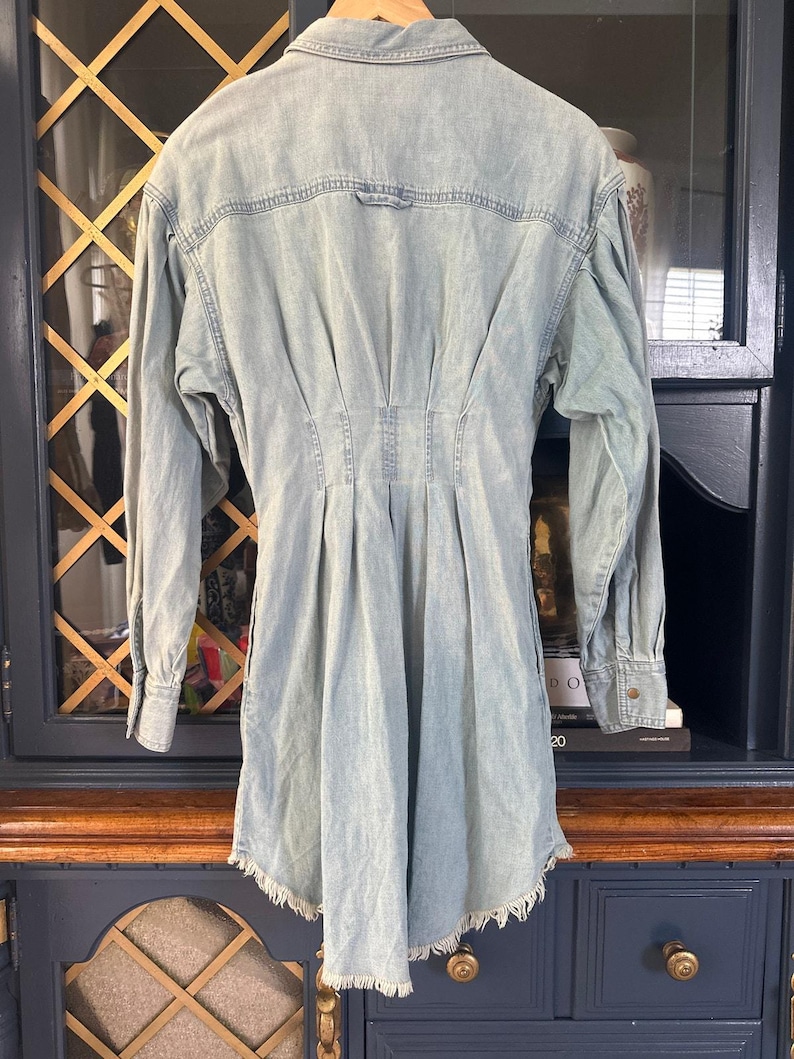 Free People Female Alpha Denim Shirtdress Chambray Snap Long Sleeve XS image 10