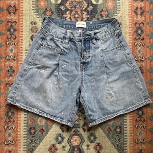 Anthropologie Driftwood Elizabeth Floral Embroidered Pleated Shorts 25 imagem 2