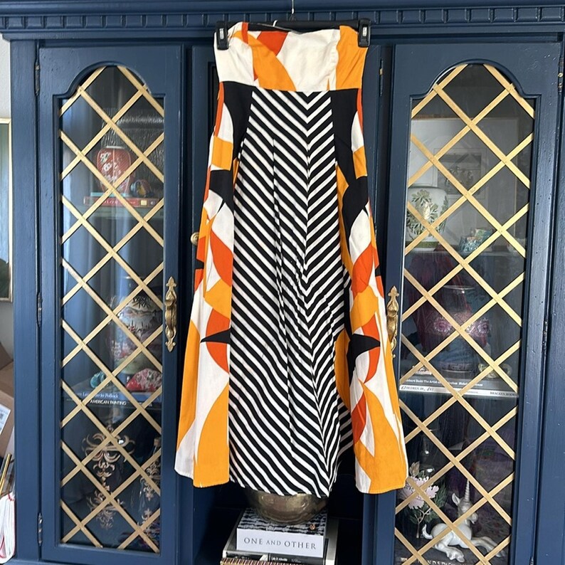 Anthropologie ~ Rare 1st Edition strapless Geometric A-line Tabitha Dress Sz. 4 image 2