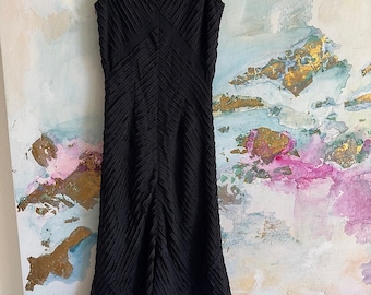 Vintage Nicole Miller Collection silk beaded black cocktail evening dress size 2