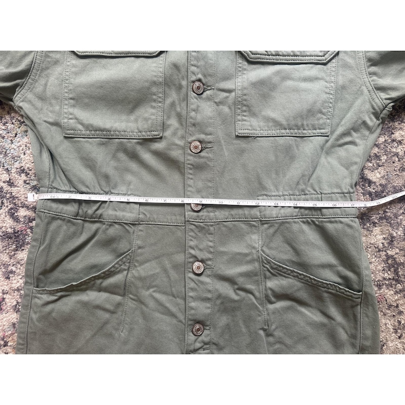 Free People We The Free Marci Jumpsuit Washed Army Sage Green Denim Coverall Large image 6